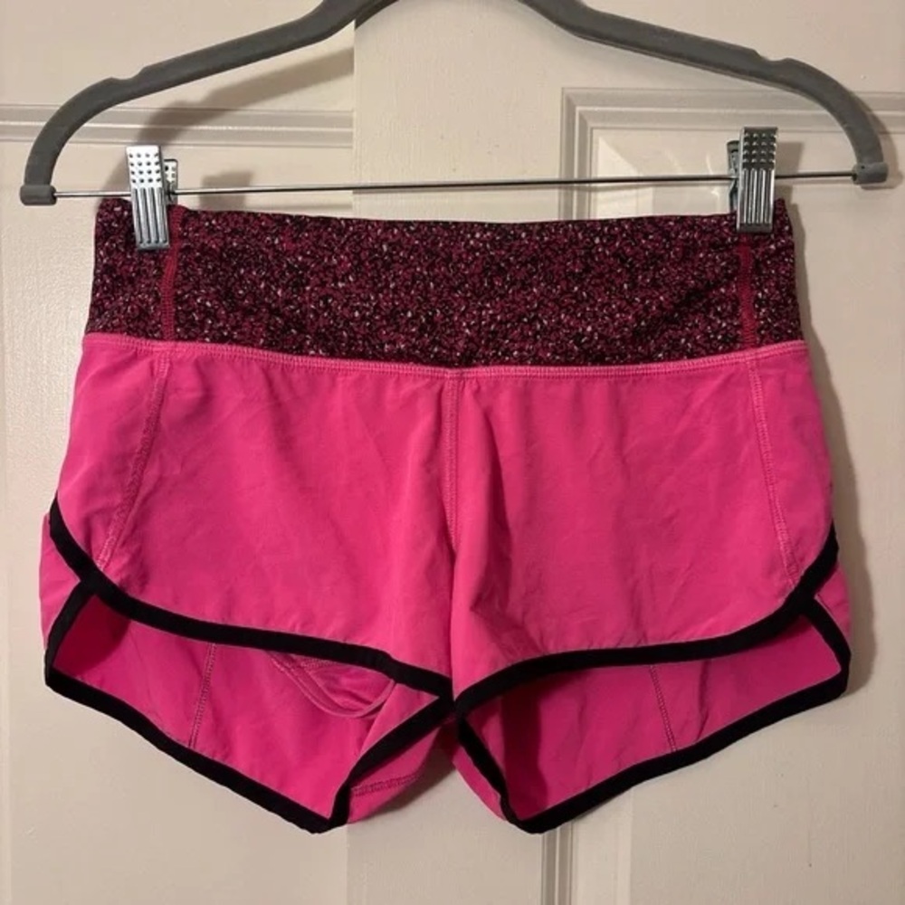 Women’s Hot Pink Athletic Shorts with Maroon Waistband